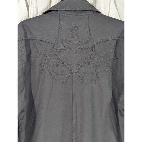 Roar Emboidered Western/Rodeo Gothic Black Button Up Large Vintage 90's Griffins - Picture 9 of 12